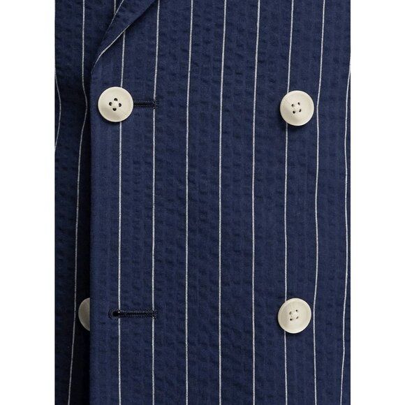 Paul Frederick Men Cotton Stretch Pinstripe Seersucker Suit Jacket Size 42 Long - Picture 3 of 13